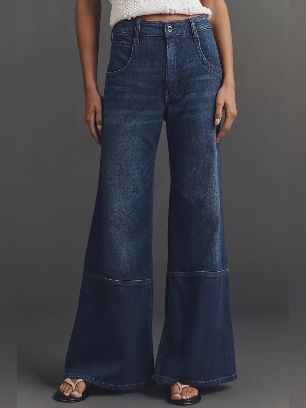Pilcro Wide-Leg Jeans in Deep Indigo Denim